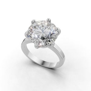 Solitário ouro branco 18k com Moissanita  de 6Cts