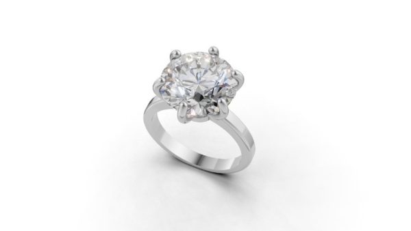 Solitário ouro branco 18k com Moissanita  de 6Cts
