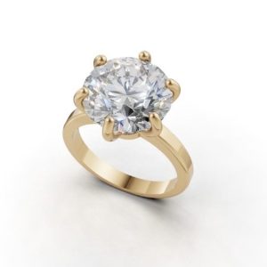 Solitário ouro 18k com Moissanita de 6Cts