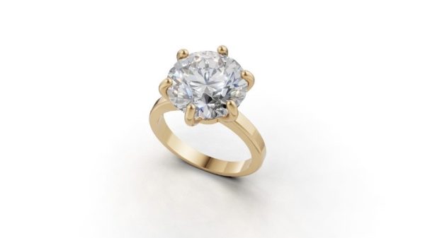 Solitário ouro 18k com Moissanita de 6Cts
