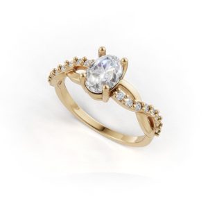 Anel Enlace ouro 18k e moissanitas