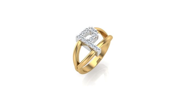 Anel Inicial ouro e diamantes