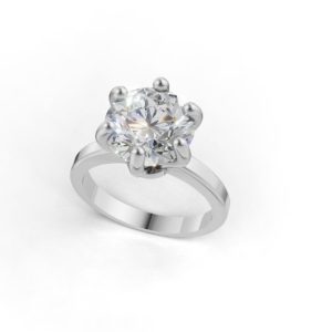 Solitário ouro branco e diamante lab de 4Cts