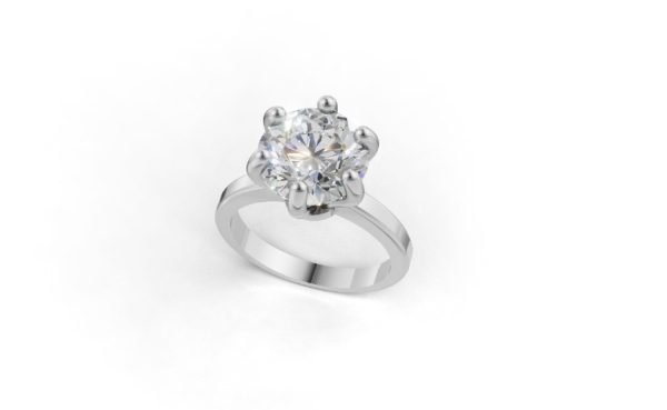 Solitário ouro branco e diamante lab de 4Cts