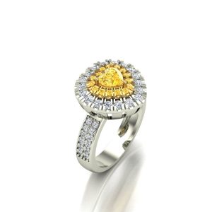 Anel Golden Heart em ouro branco e diamantes