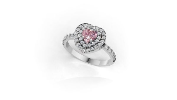 Anel Amabile pink ouro branco e Moissanitas