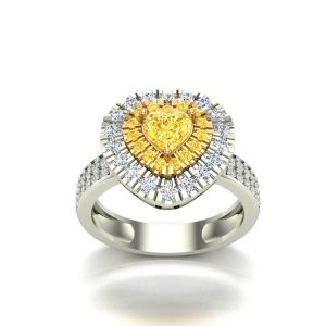 Alternative view of Anel Golden Heart em ouro branco e diamantes