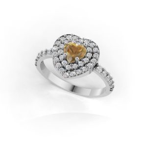 Anel Amabile Fancy yellow ouro branco e Moissanitas