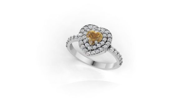 Anel Amabile Fancy yellow ouro branco e Moissanitas