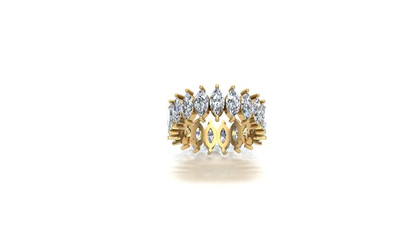 Aliança Eterna Navette de ouro 18k e Moissanitas - Imagem 2