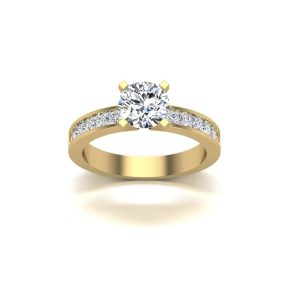 Alternative view of Solitário Princess ouro e diamantes