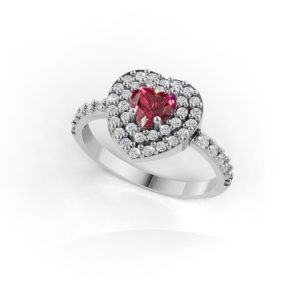 Anel Amabile red em ouro branco e Moissanitas