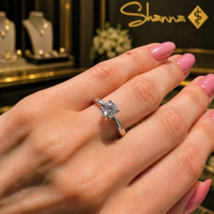 Alternative view of Solitário Aureo Ouro Branco 1Ct Diamante lab