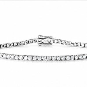 Pulseira Riviera diamantes de laboratório de 3 pontos  ouro 18k