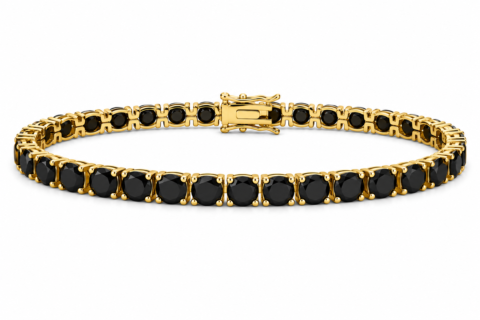 Pulseira Riviera Masculina em Ouro 18K e Espinélios Negros